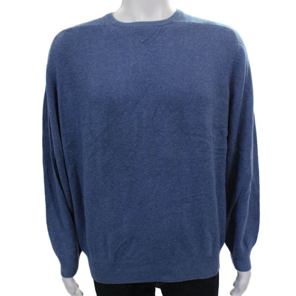 Alexander Julian Mens Cashmere Pullover Sweater Blue Crewneck Size L